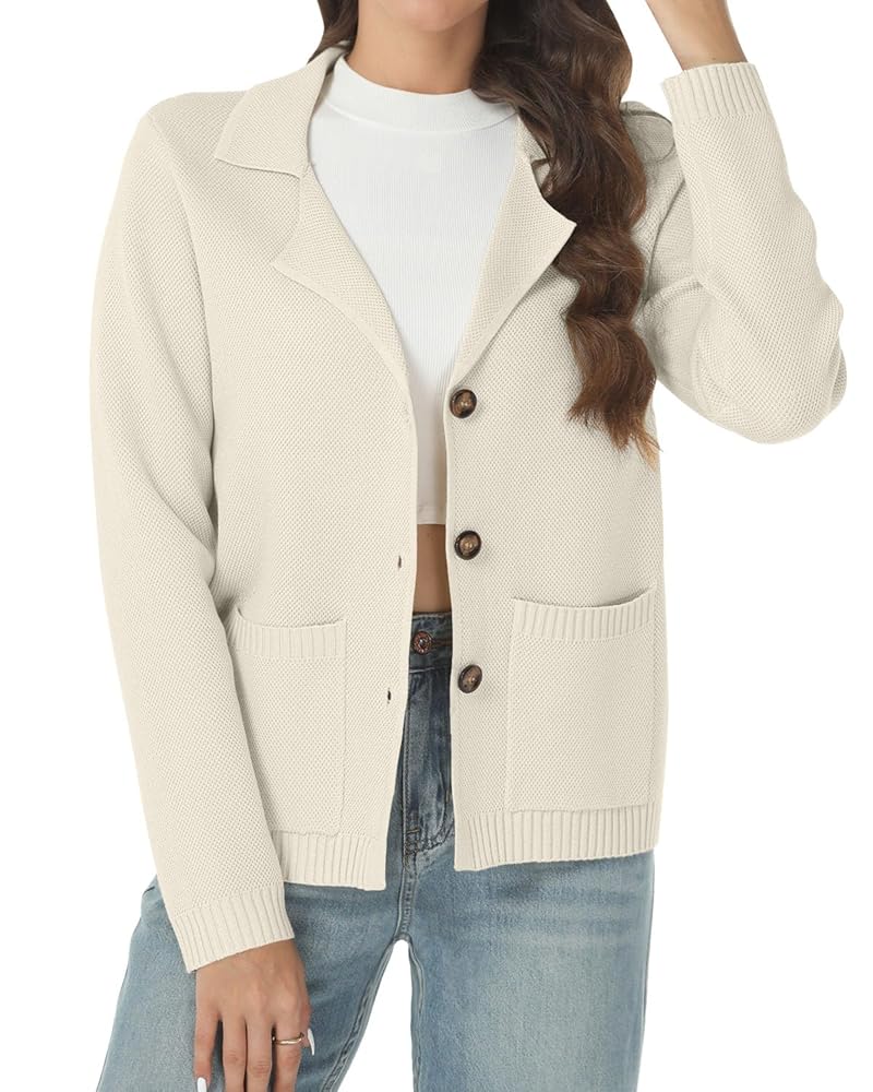 Women's Long Sleeve Sweater Blazer Notched Collar Casual